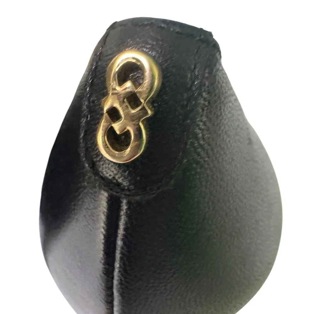 Cole Haan Black Leather‎ Pointed Toe Pumps womens Heels gold accent 3.5